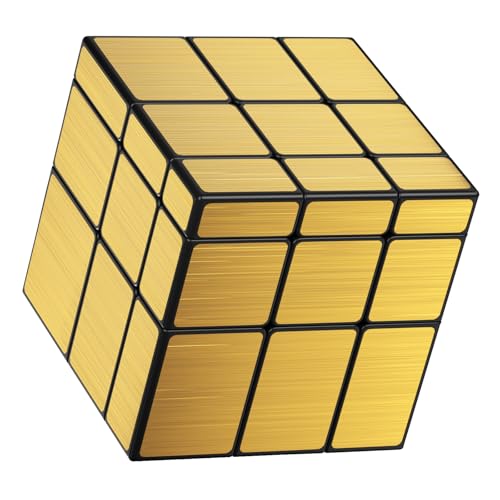 Vdealen Zauberwürfel Mirror Cube von 3x3 Speed Cube, Mirror Sticker Spiegelwürfel für Anfänger und Fortgeschrittene, Magic Cube Geschenk für Kinder Teenager Erwachsene(Golden) von Vdealen