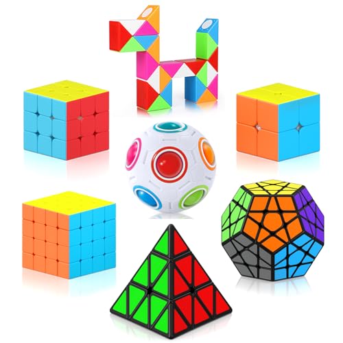 Vdealen Zauberwürfel Set, Speed Cube von 2x2 3x3 4x4 Pyramide Megaminx Magic Snake Zauberwürfel Original, Magic Cube Würfel Puzzle, Geschenk für Kinder Teenager Erwachsene(7er Pack) von Vdealen
