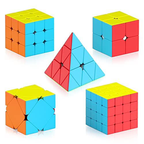 Vdealen Zauberwürfel Set, Speed Cube von 2x2 3x3 4x4 Skewb Pyramide Zauberwürfel Original, Stickerless Magic Cube Würfel Puzzle, Geschenk für Kinder Teenager Erwachsene von Vdealen