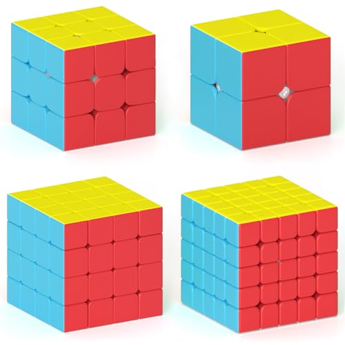 Vdealen Zauberwürfel Set, Speed Cube von 2x2x2 3x3x3 4x4x4 5x5x5 Zauberwürfel Original, Aufkleberlos Magic Cube Würfel Puzzle, Geschenk für Kinder Teenager Erwachsene von Vdealen