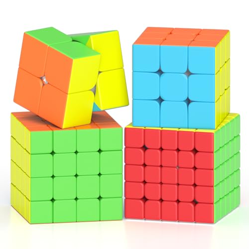 Vdealen Zauberwürfel Set, Speed Cube von 2x2x2 3x3x3 4x4x4 5x5x5 Zauberwürfel Original, Aufkleberlos Magic Cube Würfel Puzzle, Geschenk für Kinder Teenager Erwachsene von Vdealen