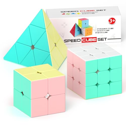 Vdealen Zauberwürfel Set Speed Cube von 2x2 3x3 Pyramide Zauberwürfel Original, Magic Cube für Anfänger und Fortgeschrittene, Geschenk für Kinder Teenager Erwachsene(Macaron) von Vdealen