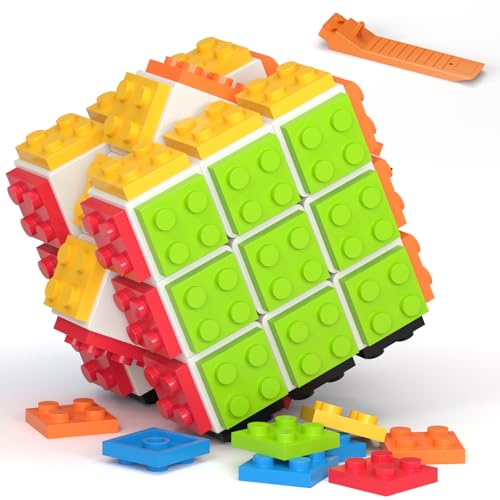 Vdealen Zauberwürfel Build-on Brick Ziegelsteine 3D Puzzle Cube 2-in-1 von 3x3 Zauberwürfel Original, Speed Cube für Anfänger und Fortgeschrittene, Geschenk für Kinder Teenager Erwachsene(Weiß) von Vdealen