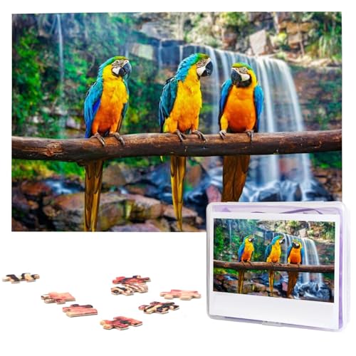 Personalisiertes Holzpuzzle 1000 Teile Puzzle Paar Puzzle Familienpuzzle Buntes topisches Vogelbild Puzzle Fotopuzzle für Erwachsene Geburtstag Hochzeit 75 x 50 cm von VducK