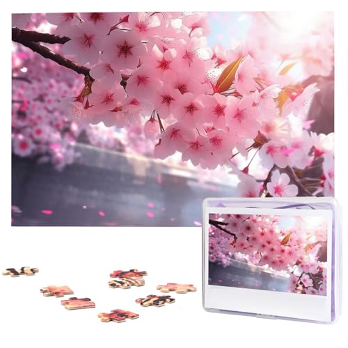 Personalisiertes Holzpuzzle 1000 Teile Puzzle Paar Puzzle Familienpuzzle Kirschblüte Bildpuzzle Fotopuzzle für Erwachsene Geburtstag Hochzeit 75 x 50 cm von VducK