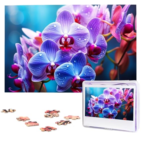 Puzzle 1000 Teile für Erwachsene, bunte Orchideen, Blume, Puzzle, cooles Tier-Weihnachtspuzzle, Geschenk, Puzzle für Familie, Größe 75 x 50 cm von VducK