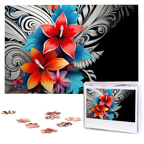 Puzzle 1000 Teile für Erwachsene Floral Tribal Patterns Jigsaw Puzzle Cool Tier Weihnachten Puzzle Geschenk Puzzle für Familie Größe 75 X 50 cm von VducK