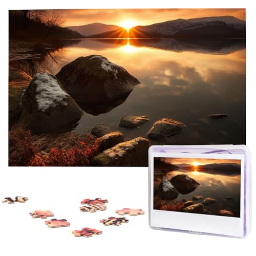 Puzzle 1000 Teile für Erwachsene Rock und See unter Sonnenuntergang Jigsaw Puzzle Cooles Tier Weihnachtspuzzle Geschenk Puzzle für Familie Größe 75 X 50 cm von VducK