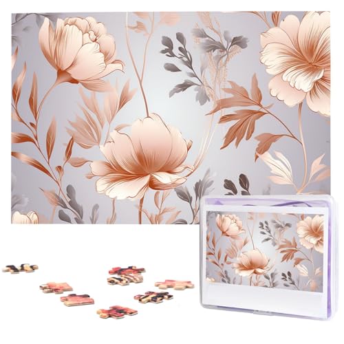 Puzzle 1000 Teile für Erwachsene Rose Gold Floral Jigsaw Puzzle Cool Tier Weihnachten Puzzle Geschenk Puzzle für Familie Größe 75 X 50 cm von VducK