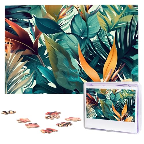 Puzzle 1000 Teile für Erwachsene Sommer Tropische Blätter Jigsaw Puzzle Cooles Tier Weihnachtspuzzle Geschenk Puzzle Für Familie Größe 75 X 50 cm von VducK