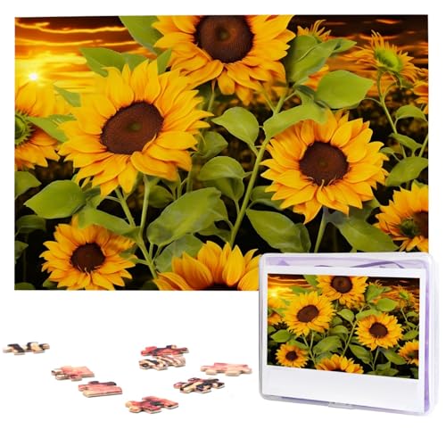 Puzzle 1000 Teile für Erwachsene Sonnenblume Puzzle Cool Tier Weihnachten Puzzle Geschenk Puzzle für Familie Größe 75 X 50 cm von VducK