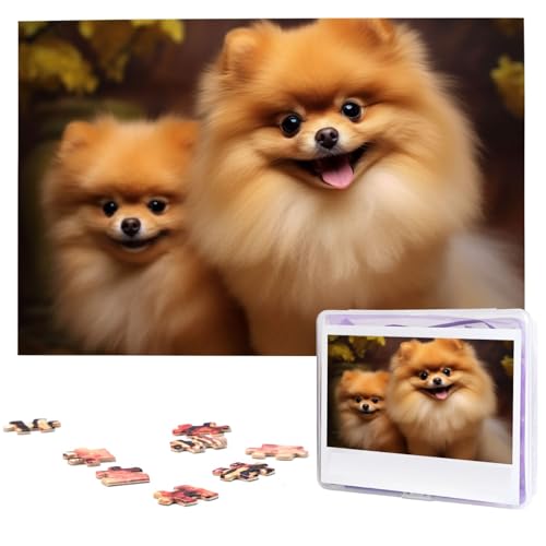 Puzzles 1000 Teile Gelb Pomeranian Personalisierte Puzzles Fotos Puzzle für Familie Bilderpuzzle für Erwachsene Hochzeit Geburtstag Mini Bausteine Größe 75 x 50 cm von VducK