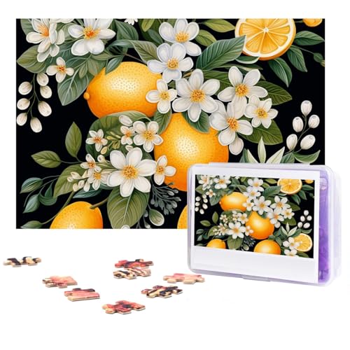 Puzzles 300 Teile Orangen und weiße Blumen Personalisierte Puzzles Fotos Puzzle für Familie Bilderpuzzle für Erwachsene Hochzeit Geburtstag Mini Bausteine Größe 38 x 26 cm von VducK