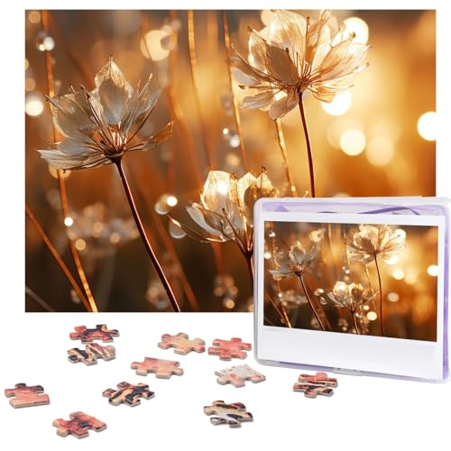 Puzzles 500 Teile Stiel der braunen Blume Personalisierte Puzzles Fotos Puzzle für Familie Bilderpuzzle für Erwachsene Hochzeit Geburtstag Mini Bausteine Größe 52 x 38 cm von VducK