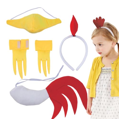 Chicken 3D Animal Costume, Fun Holiday Dress Up, Chick Kids Costume for Easter, 3D Animal Headband, Tail, and Ears Costume Accessories Set for Halloween and Christmas Celebrations von Veasbuu