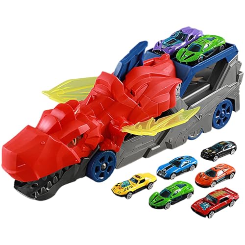 Dinosaur Transport Car, Inertial Sliding Dinosaur Transport Truck Toy, Dinosaur Car Toy with 6 Racing Vehicles, Kids Dino Truck Toy for Boys, Girls, Toddler, Deal Toy for Children Over 3 Years von Veasbuu