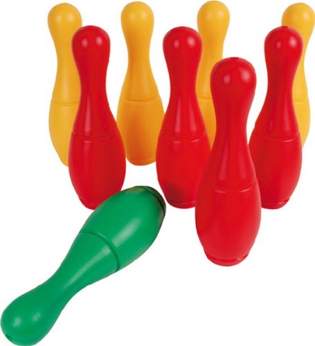 VEDES Großhandel GmbH - Ware Kegelspiel mit Halterung, 9 Kegel, 2 Bälle, mit Wasser oder Sand befüllbar, 26cm von VEDES Großhandel GmbH - Ware