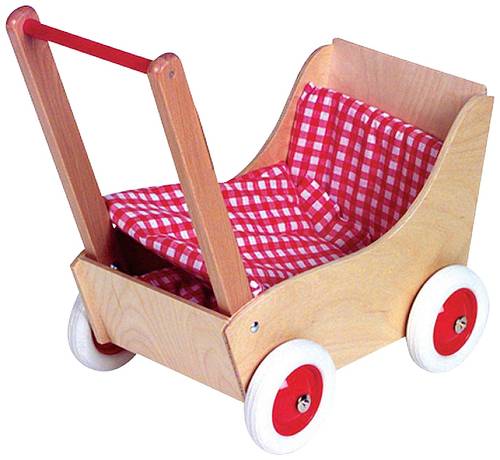 Vedes Holz-Puppenwagen karo rot / weiß, ca. 50cm 350010 von Vedes