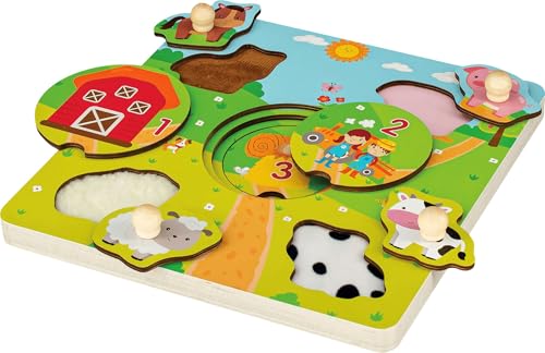 Vedes SpielMaus Holz Fühlpuzzle Farmtiere, 6-teilig von Vedes