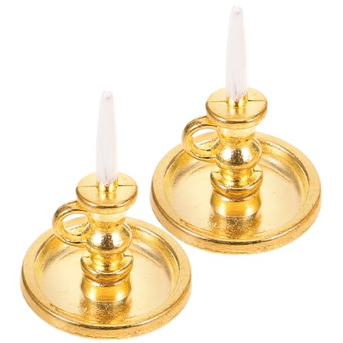 2 Stück Miniaturen-Zubehör Miniatur-Kerzenlampe Mini-Anbetungskerze 112 Miniatur-Kerzenständer Mini-Kerzenständer Kerzenhalter Miniatur-Kerzenständer von Veemoon