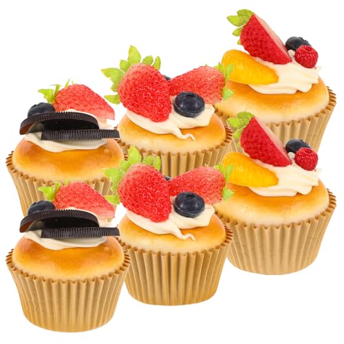 Künstliches Cupcake Modell：6 Stück Gefälschtes Cupcake Modell Kuchen Realistischer Gefälschter Cupcake Für Fotografie Requisiten Party Küche Dekorieren von Veemoon