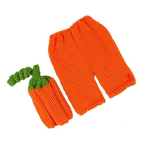 Veemoon 1 Satz -fotoshooting-kleidung Kürbiskostüm Kleinkind Kleider Kürbiskappen Strickkostüm Für Babys Neugeborene Häkeln -halloween-kostüme Neugeborenen-outfit Fotoshooting von Veemoon