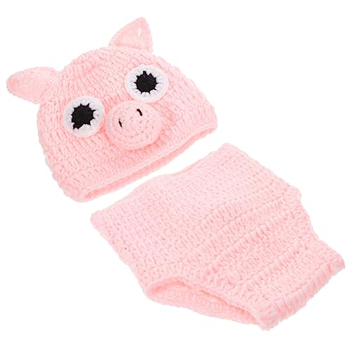 Veemoon 1 Satz handgehäkelte Kleidung Babyanzüge für Jungen Kleidung für die Babyfotografie für geburt babyshowergeschenk Outfits für die Säuglingsfotografie wolle Rosa von Veemoon