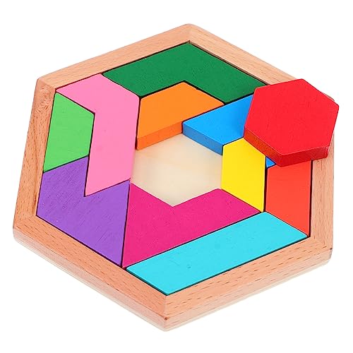 Veemoon 1 Set Geometrische Holz Puzzle Blöcke – Jigsaw Tangram Für - Pädagogisches STEM - Gehirn Teaser Für Kreative Formen Und Farben Montessori Lernspielzeug von Veemoon