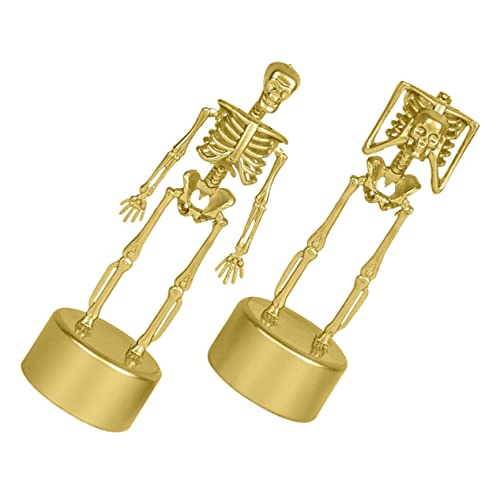 Veemoon 2 Stück Halloween Trophäe Skelett in Gold – Lustige Kunststoff Figuren Für Kostümpartys - Wettbewerbe Und Dekoration – Perfektes Halloween Zubehör Für Erwachsene Und von Veemoon