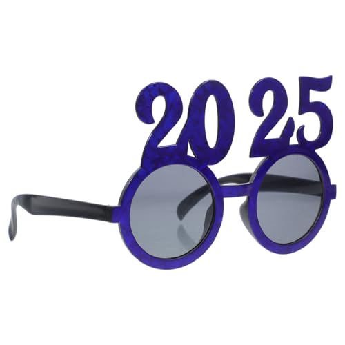 Veemoon 2025-Brille 2025-Silvesterbrille Glitzernde Zahlenbrille Silvester-Partyzubehör Ausgefallene Lustige Sonnenbrille Für Festival-Party -Requisiten Abschlussfeier Blau von Veemoon