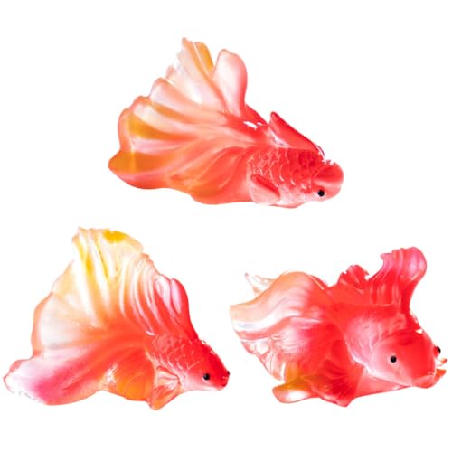 Veemoon 3Pcs Harz Mini Fischtank Ornamente DIY Aquarium Accessoires Miniaturgoldfischfiguren Für Bürohaus- Und Ladendekoration von Veemoon