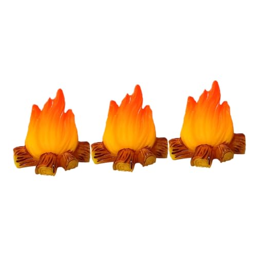 Veemoon 3er Set Miniatur Lagerfeuer Feuerornament Aus Harz – Künstliche Feuerstelle Für Puppenhaus Und Mikrolandschaften - Ideal Für Rollenspiele Und Kreative Dekorationen von Veemoon