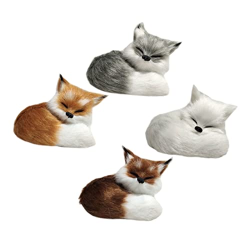 Veemoon 4 Stück Fuchs Plüsch Set – Realistische Mini Fuchs Stofftiere - Fennec Fox Und Polarfox Kuscheltiere – Stehende Und Sitzende Figuren Für Dekoration Und von Veemoon