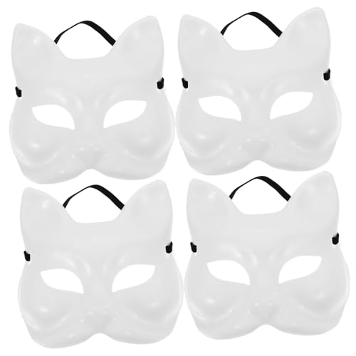 Veemoon 4 Stück Maske Säubern Fuchsmasken Zum Dekorieren Katze Fuchs Maske Karikatur Cay Leere Katzenmasken Maskerademaske Leere Maskerademaske Fuchsmaske Selber Machen Co Plastik Weiß von Veemoon