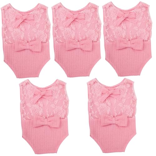Veemoon 5St einfarbiger Overall Fotografie Requisiten für neugeborene Mädchen Neugeborenes Outfit für Mädchen photoshooting accessoires kostüme für Neugeborenes -Outfit Rosa von Veemoon