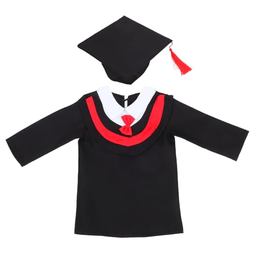 Veemoon Abschlusskleid UNISEX - 1PC Kindergarten Graduation Gown Set Mit Roter Stola - Ideal Für Abschlussfeiern Und Fotografie 120 Cm Perfekt Für Den Großen Tag von Veemoon