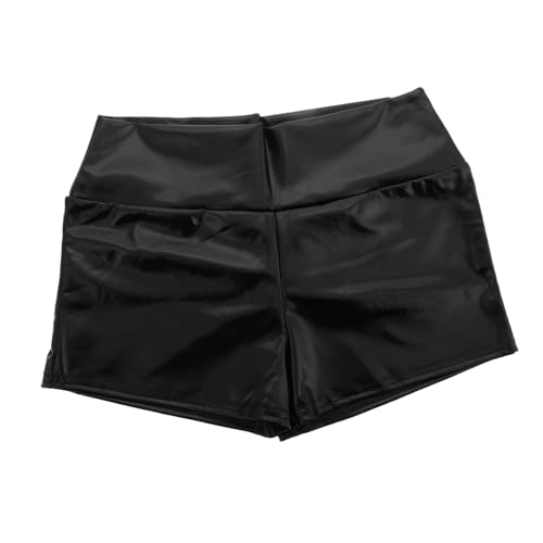 Veemoon Bühnenleistungshorts Tanzhosen Für Mädchen Shorts Für Teenager-mädchen Festival-outfit Tanzshorts Disco-shorts Metallic-shorts Heiße Shorts Kurze Hosen Für Frauen Pu-leder Black von Veemoon