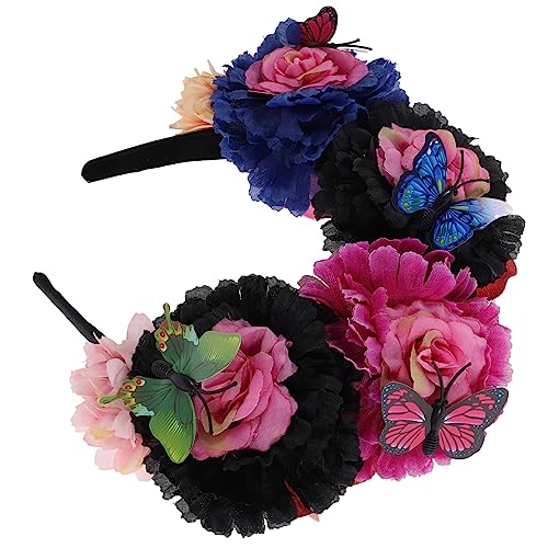 Veemoon Day Of The Dead Blumenkrone mit Schmetterlingsdetail Kleines Festival Haarband für Mexikanisches Kostüm Bequemer Kopfschmuck für Damen Party und Cosplay Accessoire Veemoon Day Of The Dead Blumenkrone mit Schmetterlingsdetail Kleines Festival Haarband für Mexikanisches Kostüm Bequemer Kopfschmuck für Damen Party und Cosplay Accessoire von Veemoon