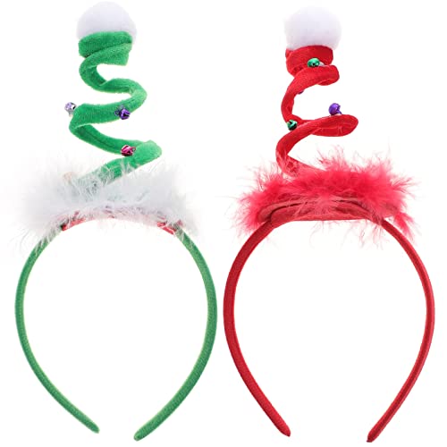 Veemoon Federndes Weihnachtsbaum-Stirnband: 6 Stück Federnde Weihnachtsmann-Stirnbänder Weihnachtskopf-Hutaufsätze für Weihnachtsfeiertage von Veemoon