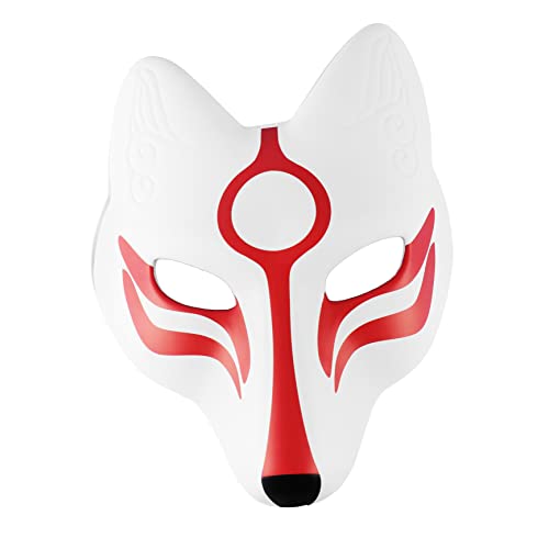 Veemoon Fuchs Maske Japanische Kitsune Maske Für Halloween Kostüm Und Maskerade - Halbes Gesicht - Requisiten Für Karneval Und Cosplay Ideal Für Und Erwachsene von Veemoon