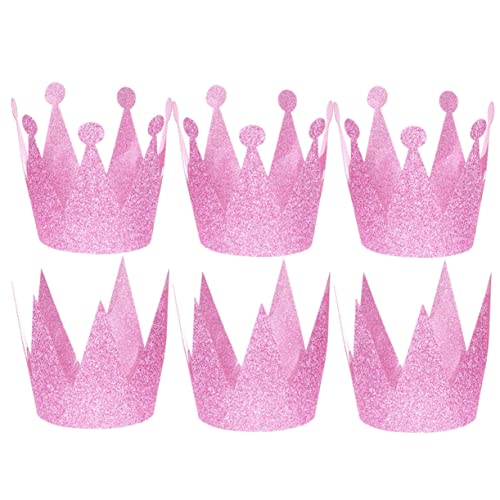 Veemoon Glitzernde Geburtstagskronen Für Und Haustiere – 6 Stück Prinzessinnen-Tiara Und Königliche Papierkronen in Rosa Für Festliche Foto-Requisiten Und Bezaubernde Geburtstagsfeiern von Veemoon