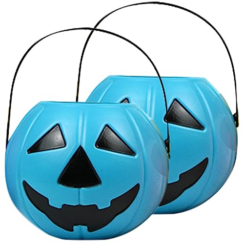 Veemoon Halloween-Kürbiseimer Aus Kunststoff: 2 Stück Kürbis-Süßigkeitseimer Süßes Oder Saures Mit Griff Für Halloween-Party von Veemoon