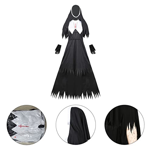 Veemoon Horror Nonne Kostüm Für Damen – Gruseliges Halloween Kostüm Mit Schleier - Ideal Für Gruselpartys - Fasching Und Cosplay – Größe M Einzigartiges Zombie Nonne Outfit Für von Veemoon