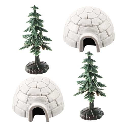 Veemoon Mini Iglu Set Mit Weihnachtsbaum Deko Und Realistischen Figuren – 1 Set Für Kreative Sandtischdekoration - Kuchenaufsatz Und Frühes Lernen Für von Veemoon