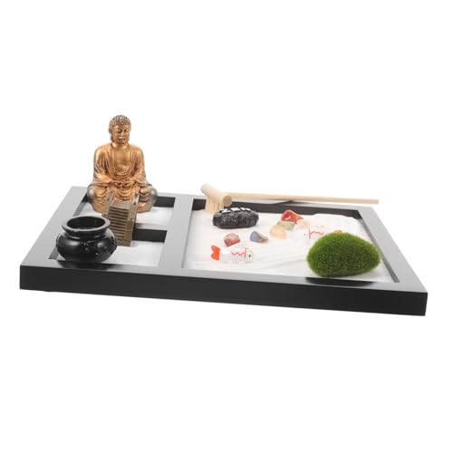 Veemoon Mini Zen Garten Set Mit Buddha - Koi Und Chakra - Japanische Tischplatte Für Meditation Und Entspannung Inklusive Sand Stein Und Rechen Dekoration Für Zuhause Und Büro von Veemoon