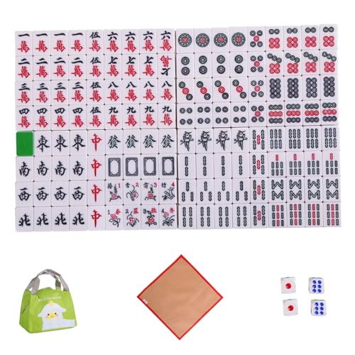 144pcs Mahjong Set, Mini Mahjong Game Set, 1 '' Reisegröße Mahjong -Karten 2023, tragbare und leichte Mahjong -Fliesen -Sets mit 4 Würfel, Tischtuch und Aufbewahrungsbeutel von Veesper