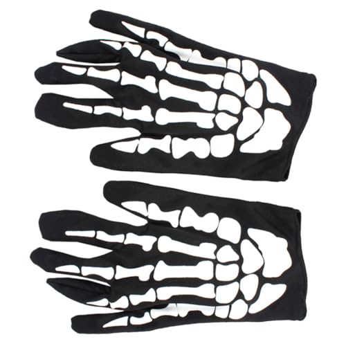 1Pair Halloween Skeletthandschuhe, Halloween dekorative Handschuhe Vollfinger Geister weißer Knochenproponienhandschuhe von Veesper