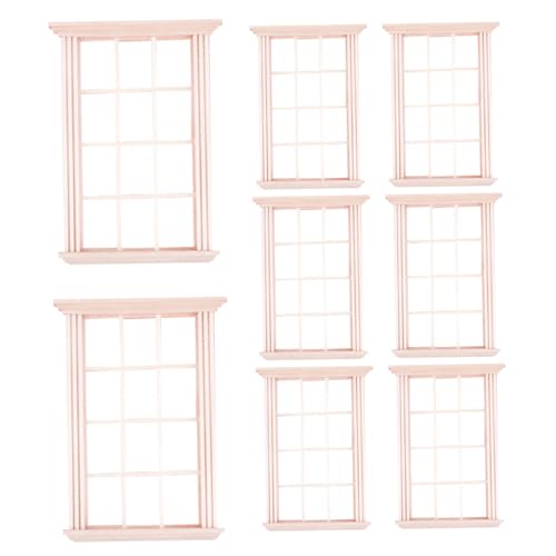 8pcs Dollhouse Fenster 1:12 Skala, Holz Miniaturfenster Rahmen DIY Craft Mini Fenstermodell mit 12 Grids Dolls House Furniture für Puppenhauszubehör von Veesper