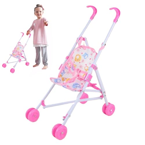 Baby Kinderwagen für Puppen, Faltbare tragbare Puppenwagen mit T-förmiger Sicherheitsgürtel & Push-Griff abnehmbar waschbarer Babypuppenwagen für Mädchen, so tun Sie Spielen, rot von Veesper