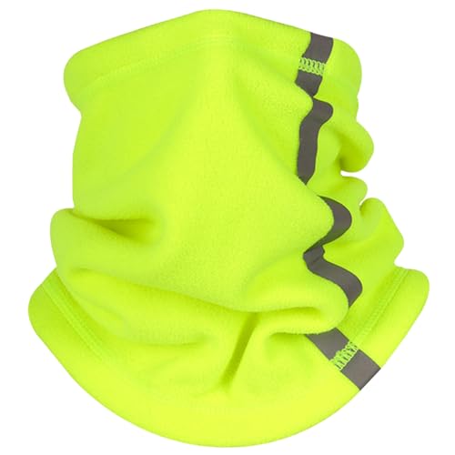 Halswärmer, Fleece Ski Maske Kordelschnürschal mit reflektierendem Riemen weiche thermische Gesichtsbedeckung Fleece Halswärmer Snood Gesicht wärmer für kaltes Wetter, Fluoreszierendes Grün von Veesper